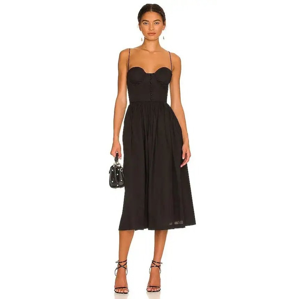 L'Academie The Sonia‎ Corset Midi Dress in Black - NWT- Medium